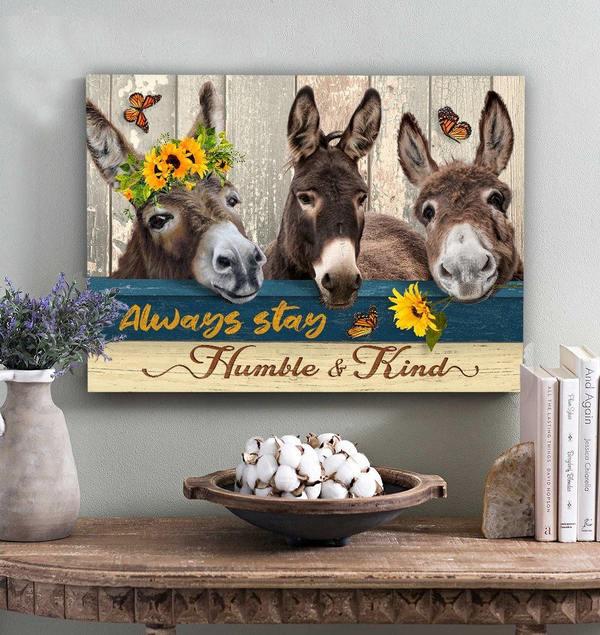 Stunning Gift Donkey Butterfly Poster Wall Art Humble And Kind