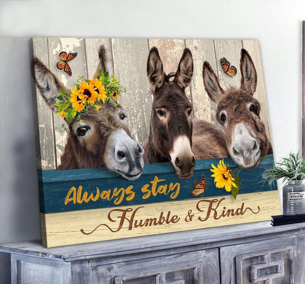 Stunning Gift Donkey Butterfly Poster Wall Art Humble And Kind