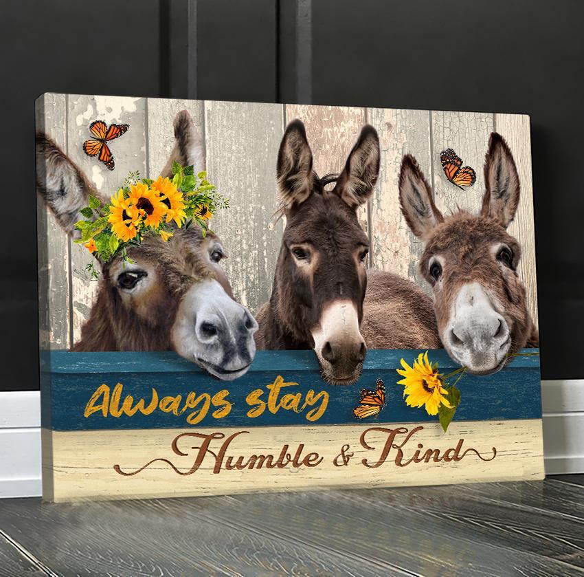 Stunning Gift Donkey Butterfly Poster Wall Art Humble And Kind