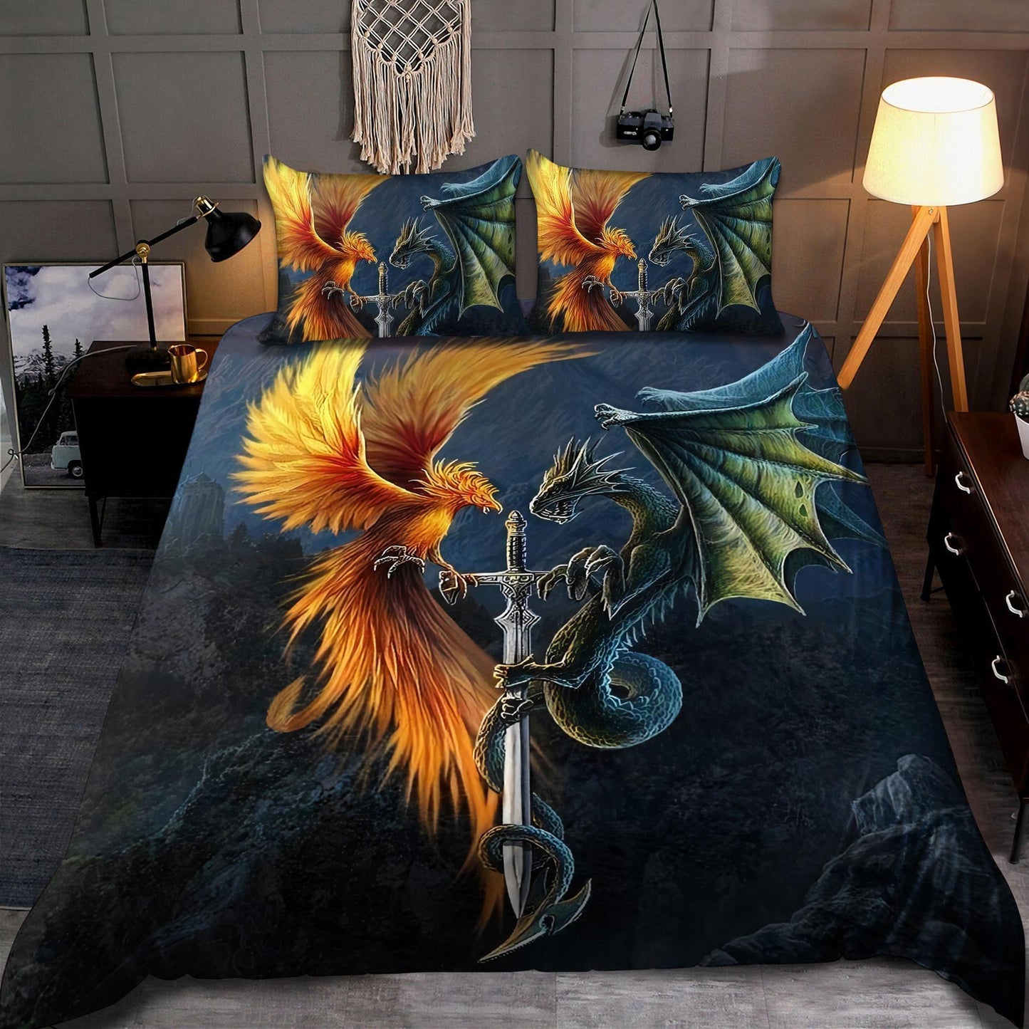 Beautiful Phoenix And Dragon Bedding Set DQB08192005-MEI