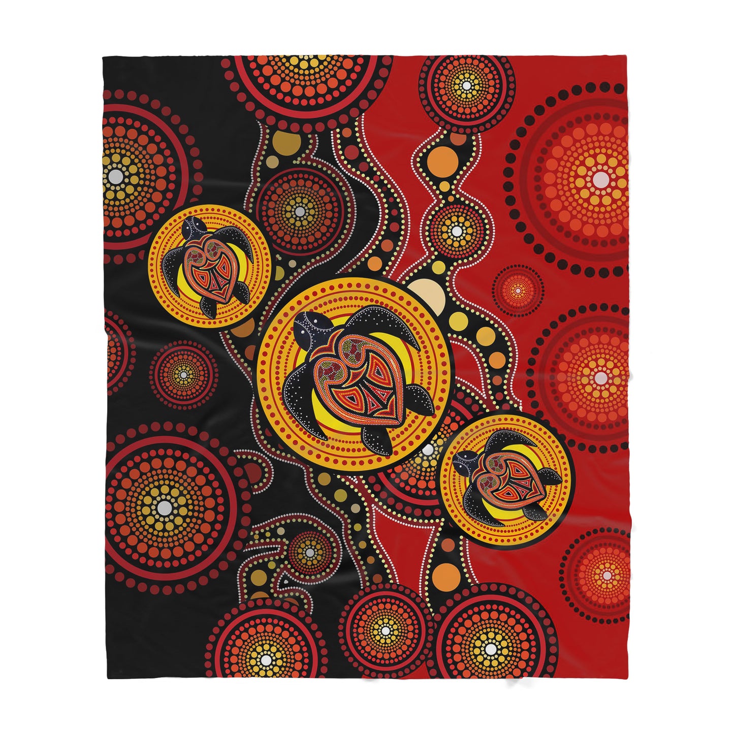 Aboriginal Australia Indigenous Turtles Pattern Sherpa Blanket HC