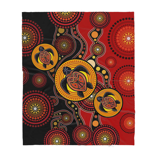 Aboriginal Australia Indigenous Turtles Pattern Sherpa Blanket HC
