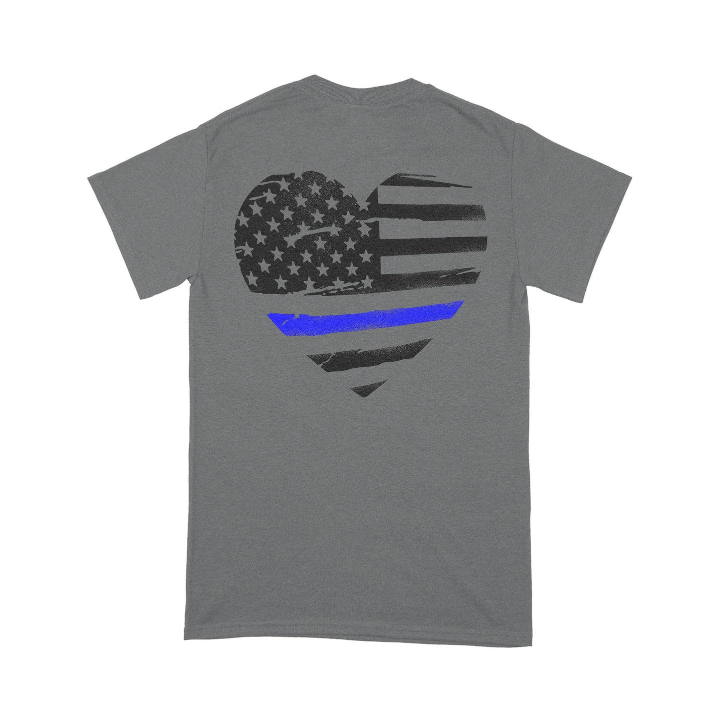 Thin Blue Line Heart Back And Front Standard T-Shirt Police Tee
