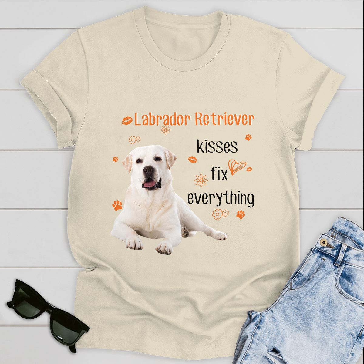 Dog T-shirt Labrador Kisses Fix Everything Version 2
