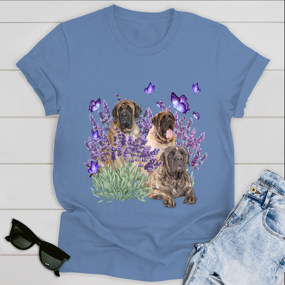 English Mastiff And Gorgeous Purple Flower For Corgi lover Dog Lover Classic T-Shirt