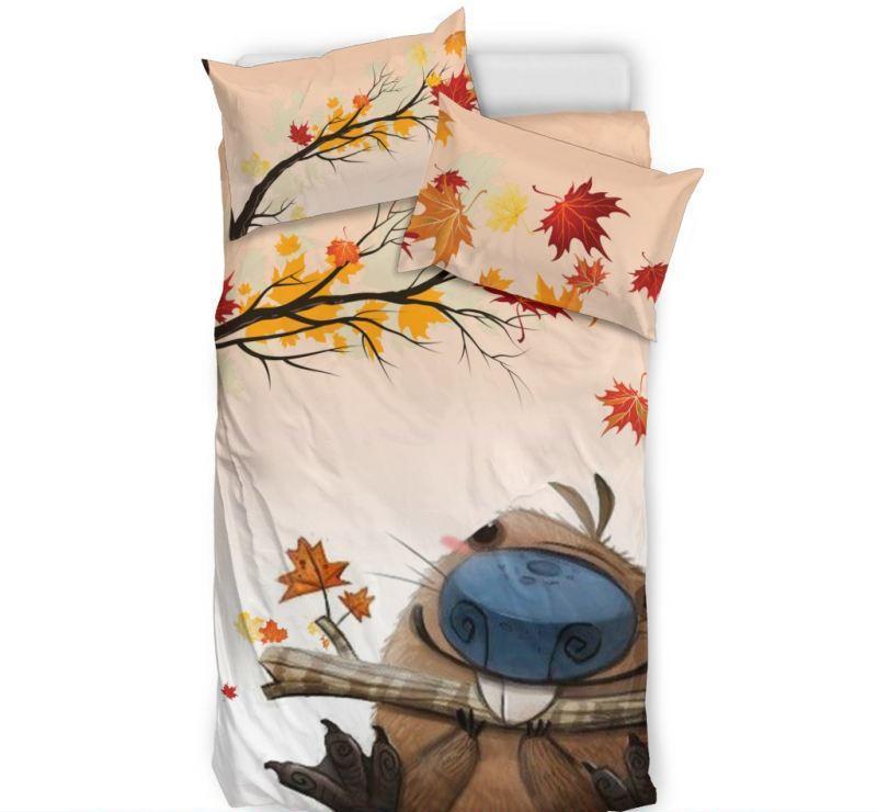 Canada Duvet Cover- Canada Beaver Under Maple Tree Bedding Set NN8 - Amaze Style™-BEDDING SETS