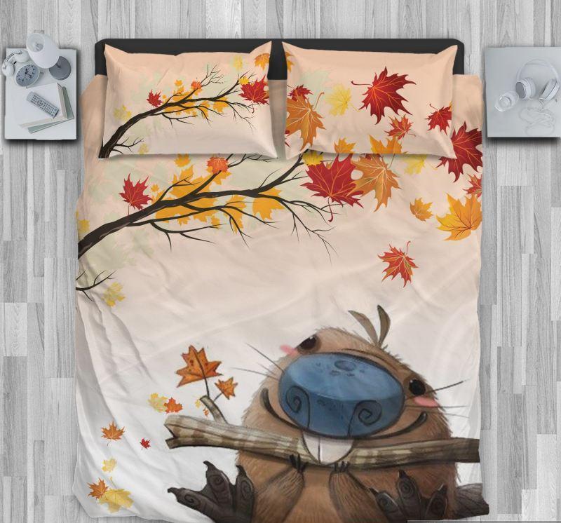 Canada Duvet Cover- Canada Beaver Under Maple Tree Bedding Set NN8 - Amaze Style™-BEDDING SETS