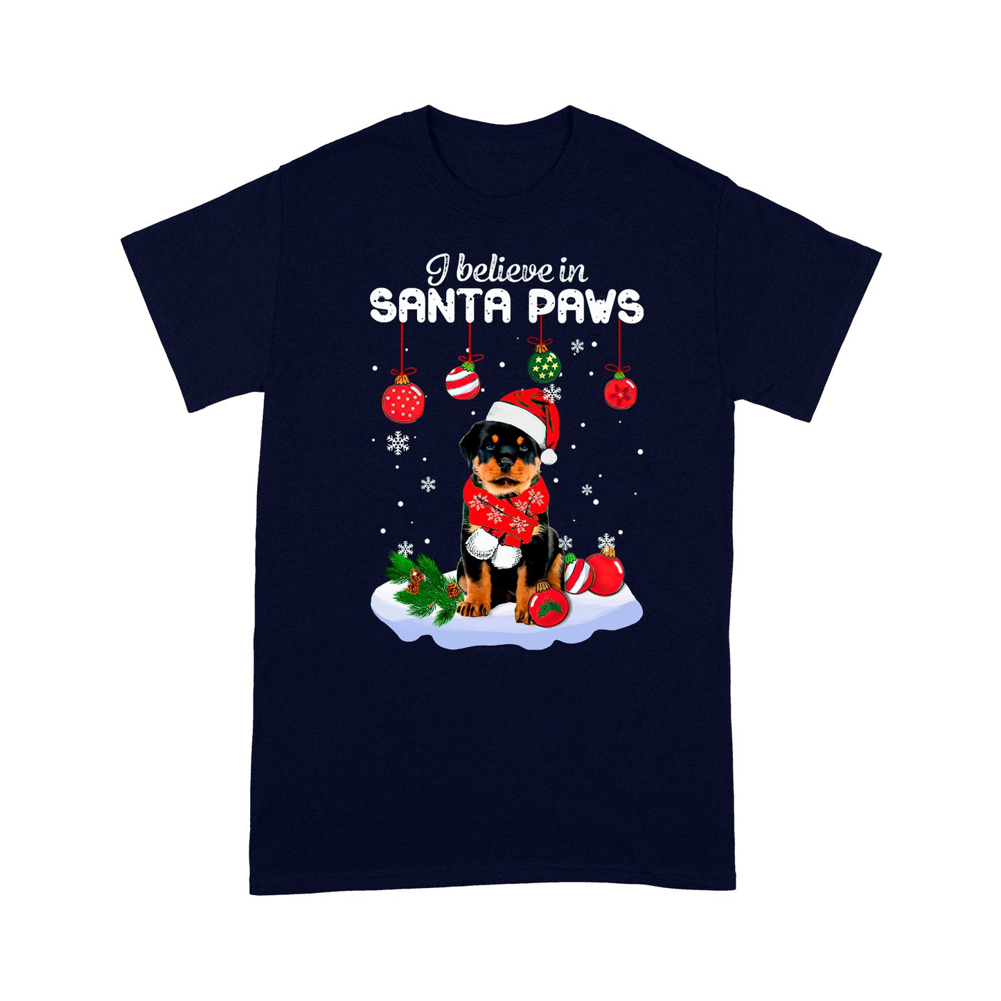 Dog Christmas I Believe In Santa Paws Standard T-shirt