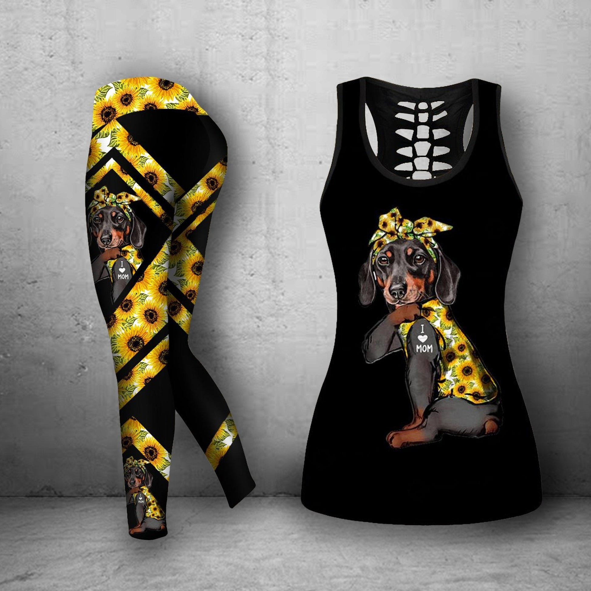 Sunflower Dachshund Combo Tank + Legging TA032434 - Amaze Style™-Apparel
