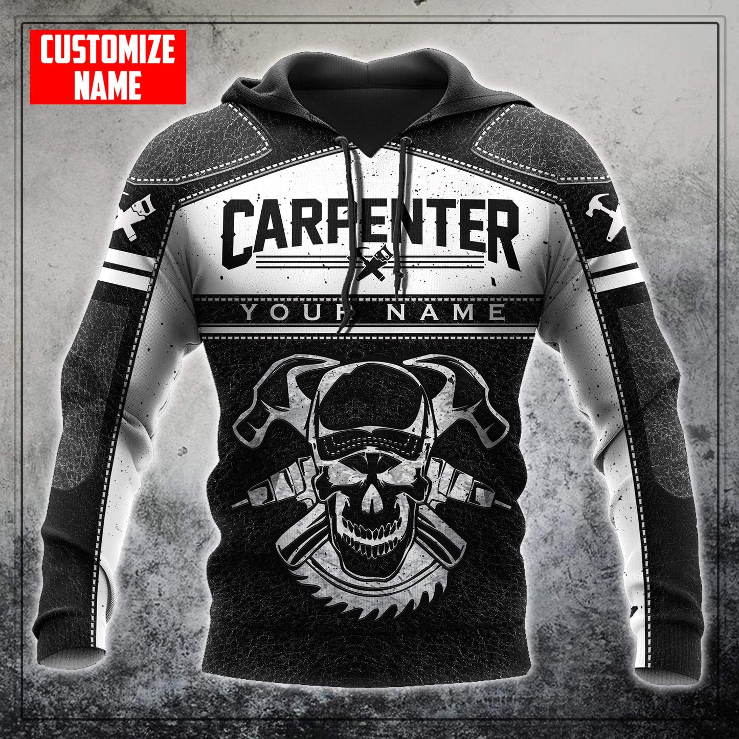 Tmarctee Personalized Name Carpenter Skull 3D All Over Printed Shirts