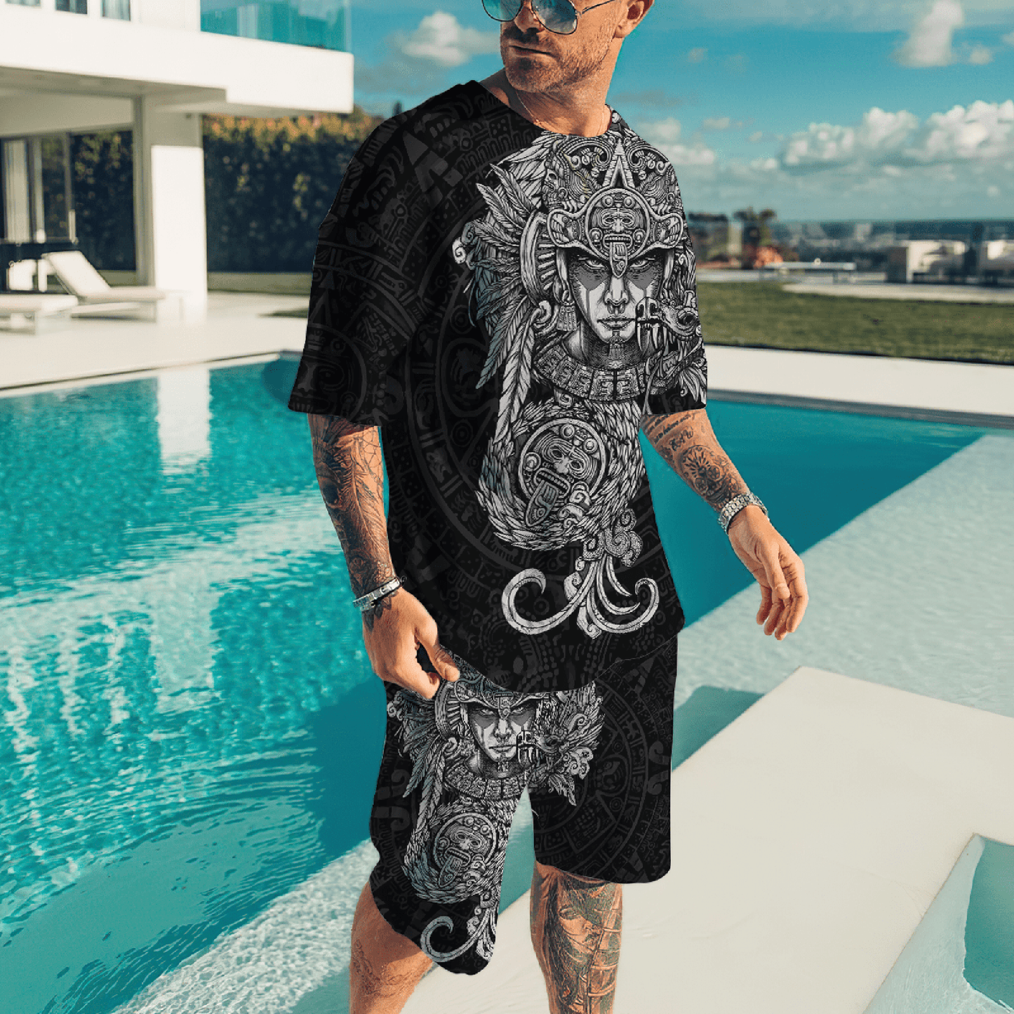 Aztec Mexican Combo T-shirt and Short 3D All Over Printed