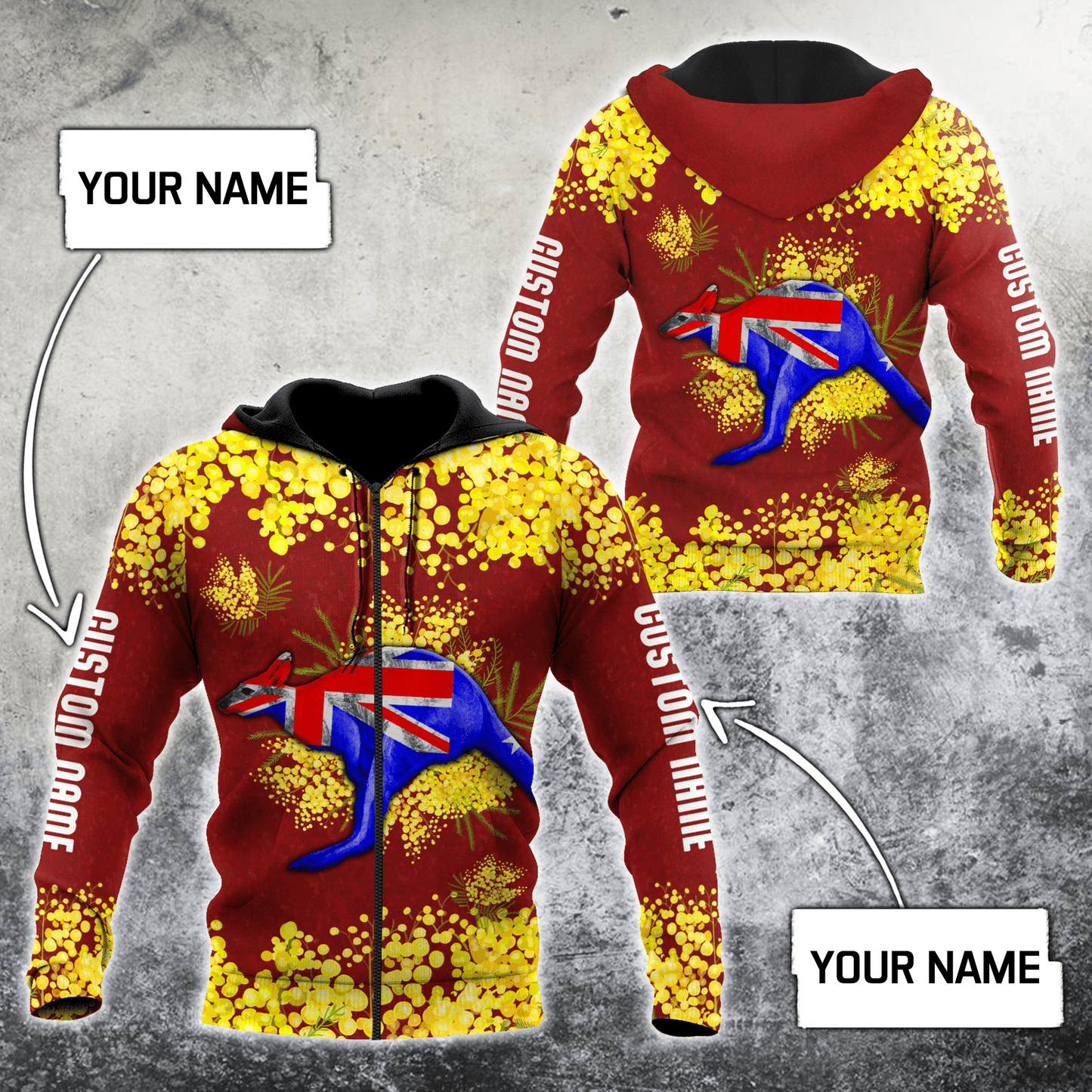 Tmarc Tee Custom name Australia Kangaroo Golden Wattle shirts