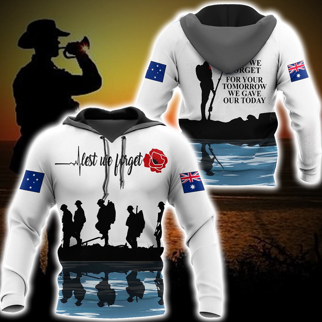 Tmarc Tee Lest we forget Anzac day Australia Flag 3D printed shirts
