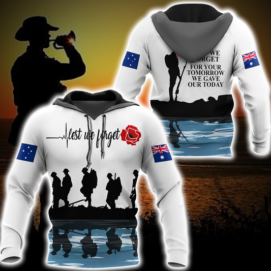 Tmarc Tee Lest we forget Anzac day Australia Flag 3D printed shirts