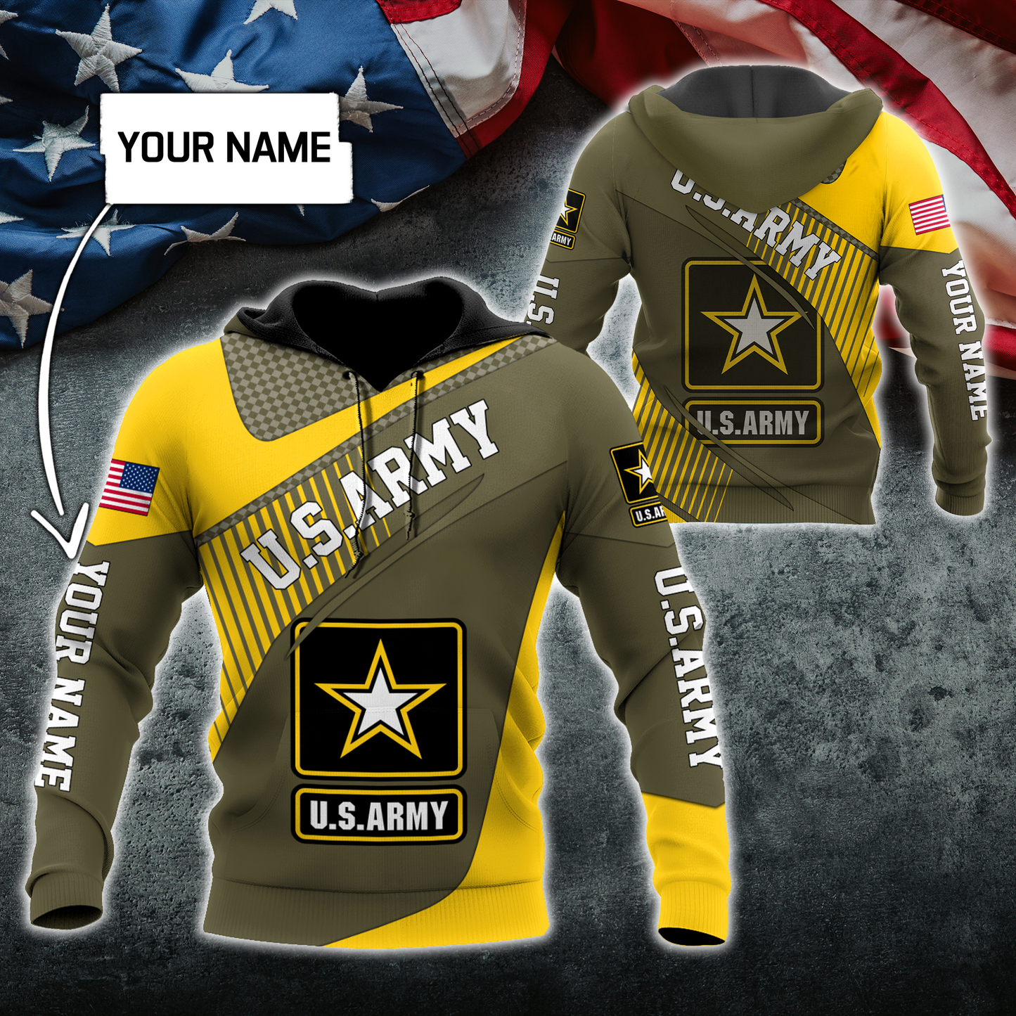 American US Army Personalize 3D All Over Unisex Hoodie