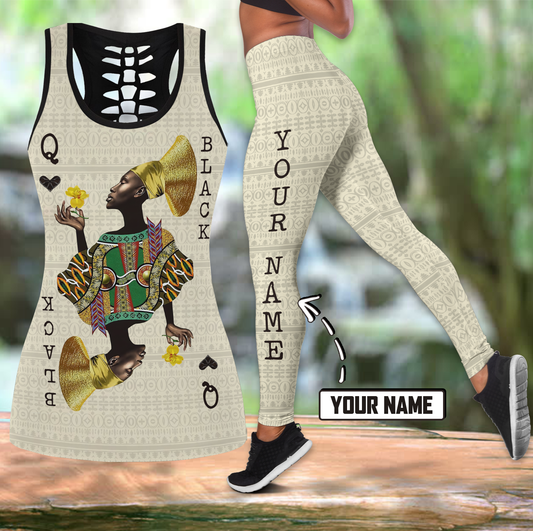 African Culture Black Queen Personalize Name Legging & Tank top