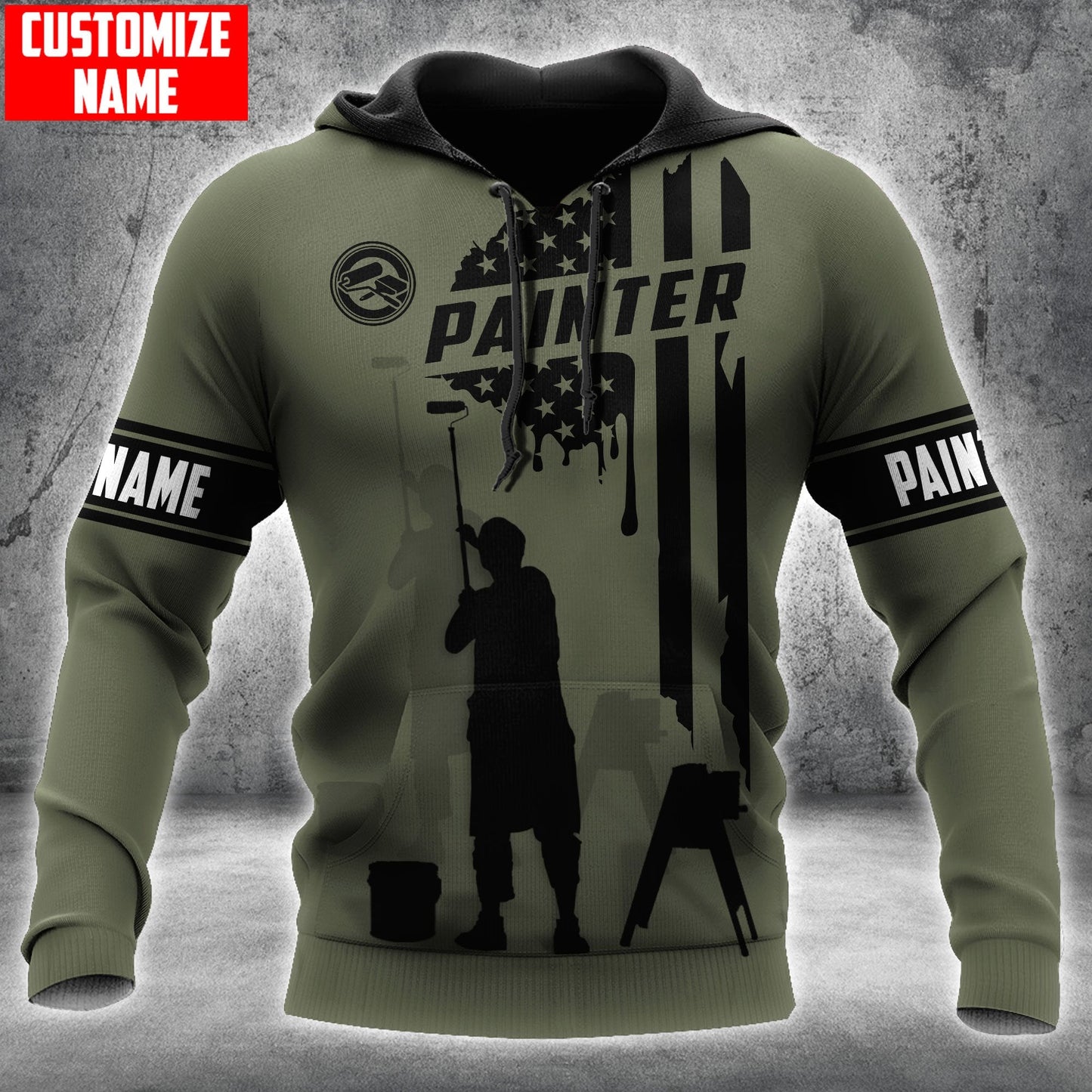 Tmarc Tee Personalized Name American Painter 3D All Over Printed Unisex Shirts Green