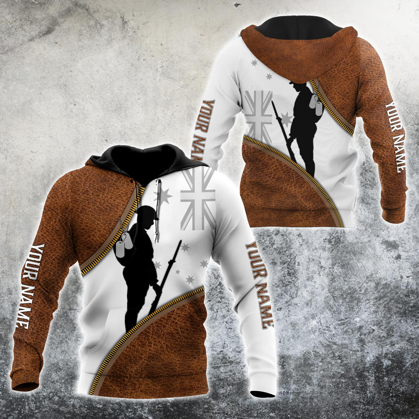 Tmarc Tee Custom name Remembrance Australia Soldier 3D print zip pattern shirts