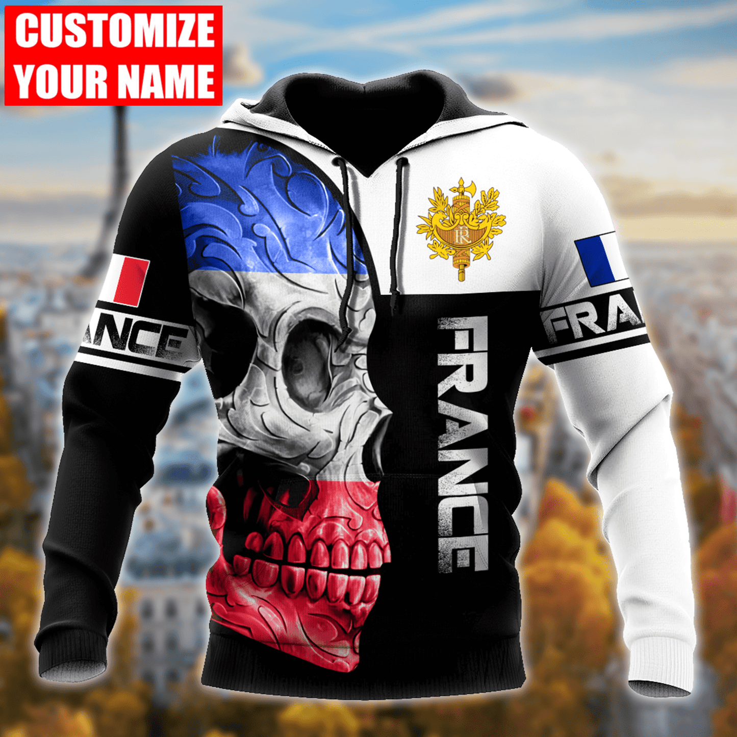 Tmarc Tee Personalized France Skull 3D All Over Printed Shirts