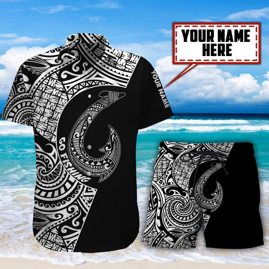 Amazing Polynesian Go Fishing Personalized Tattoo Hawaii Shirt Combo With Short
