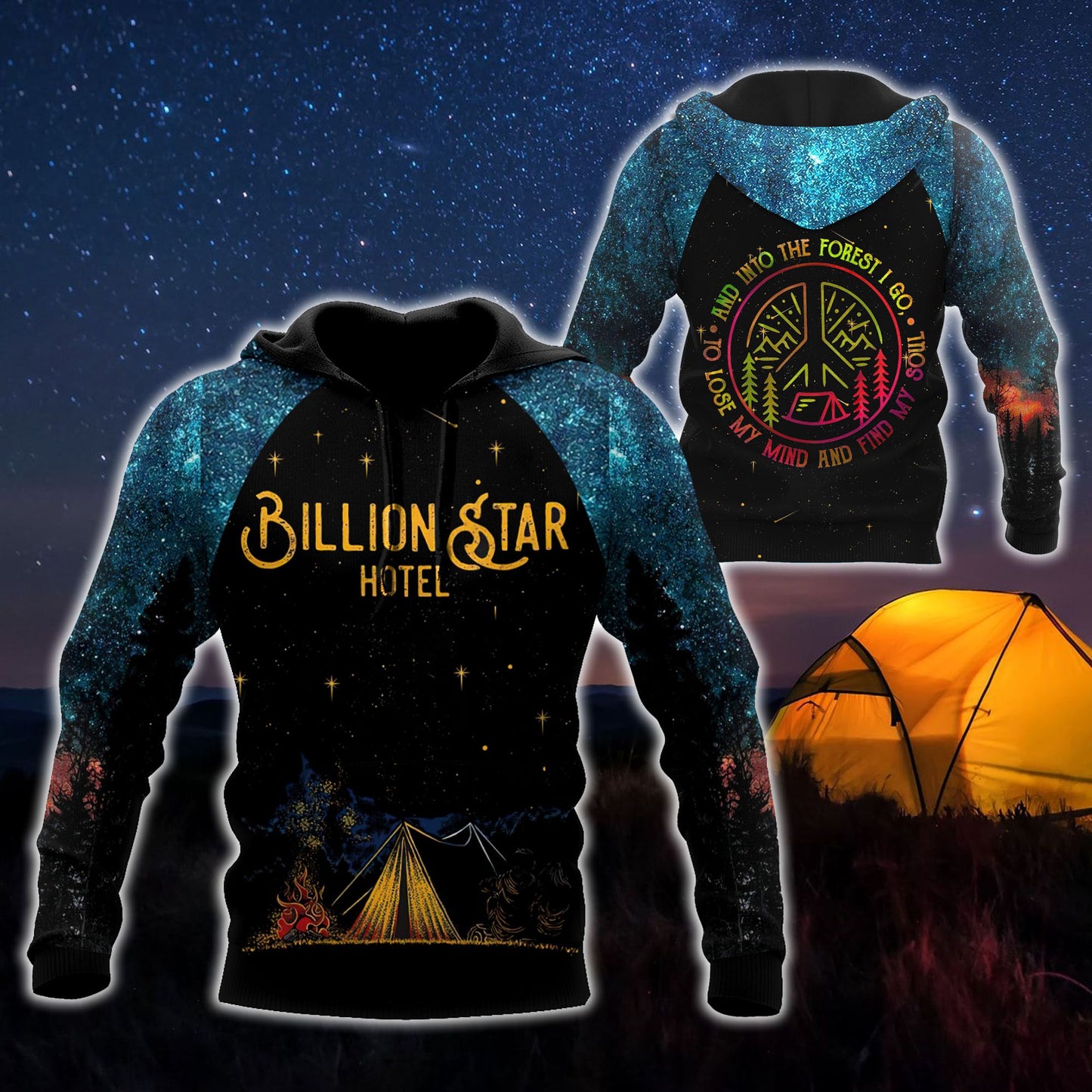 Camping 3D All Over Printed Unisex Shirts Billion Star Hotel