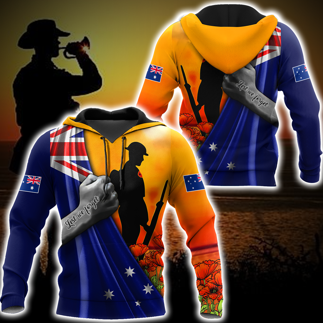 Tmarc Tee Lest we forget Australia Flag Old Soldier 3D printed shirt
