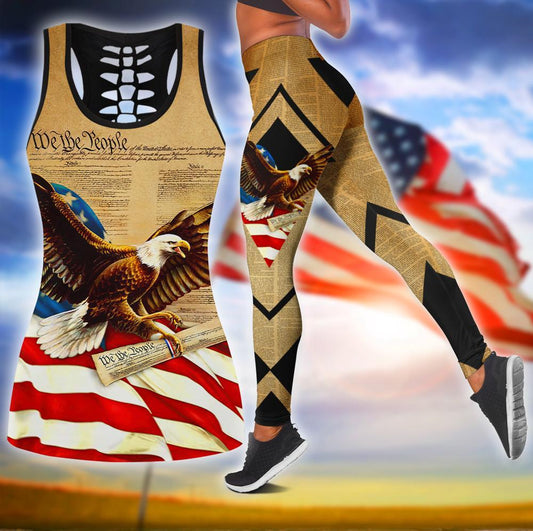 American 3D All Over Printed Legging + Hollow Tank