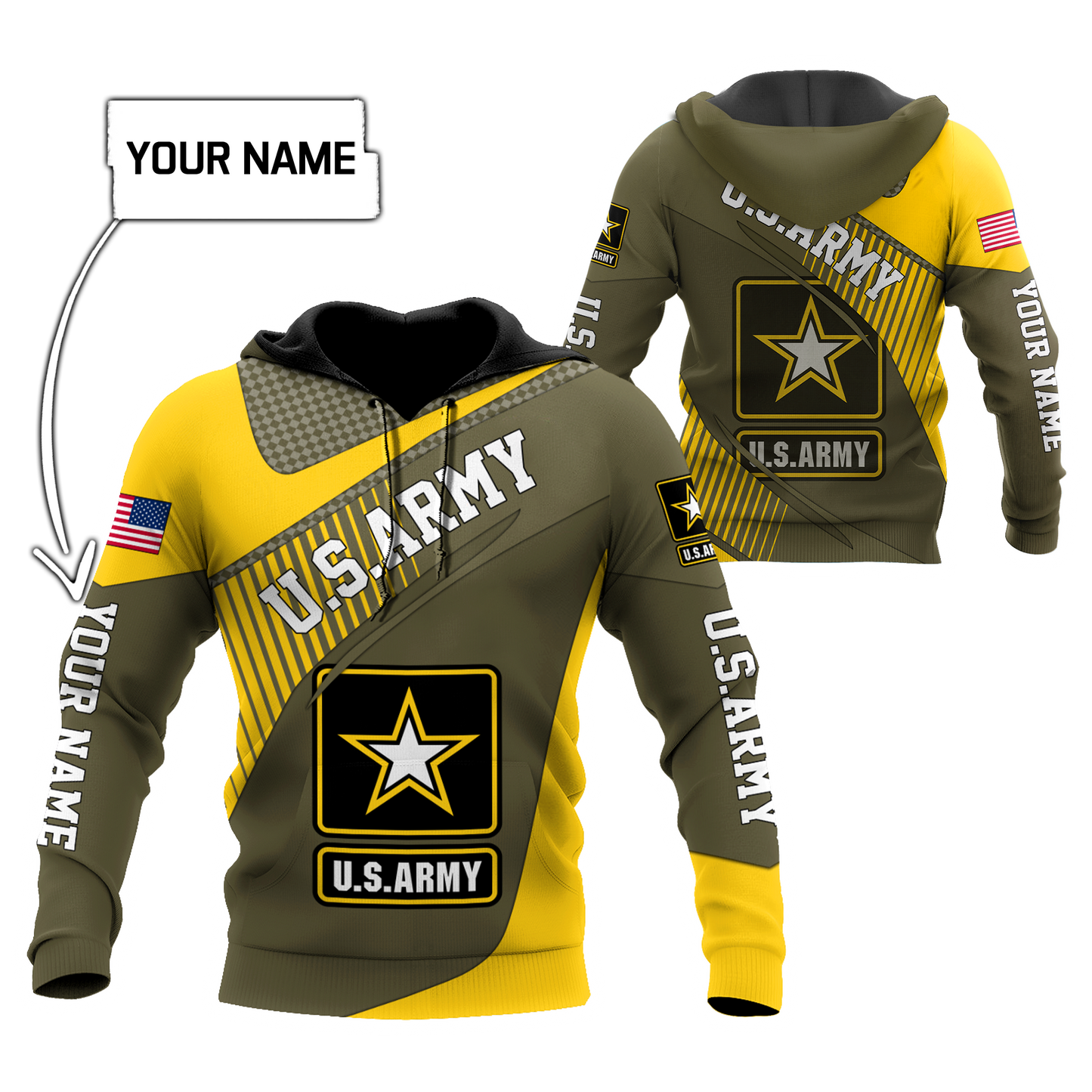 American US Army Personalize 3D All Over Unisex Hoodie