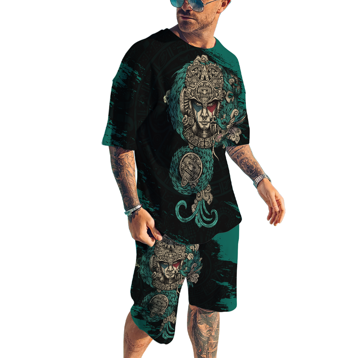 Aztec 3D All Over Printed Combo T-Shirt BoardShorts