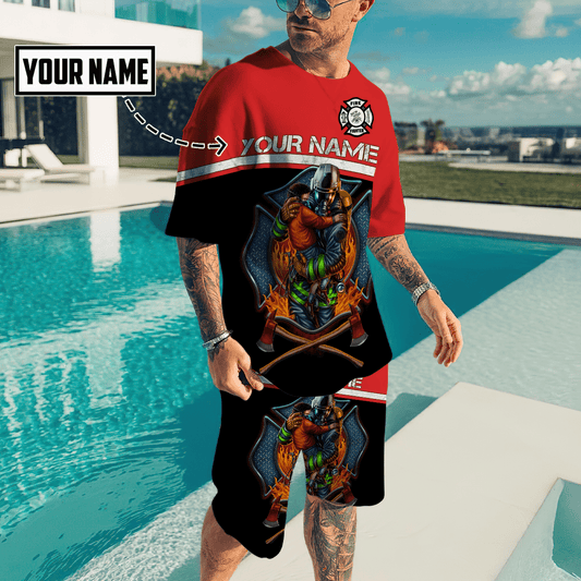 Customize Name Firefigher Combo T-Shirt / Board Short