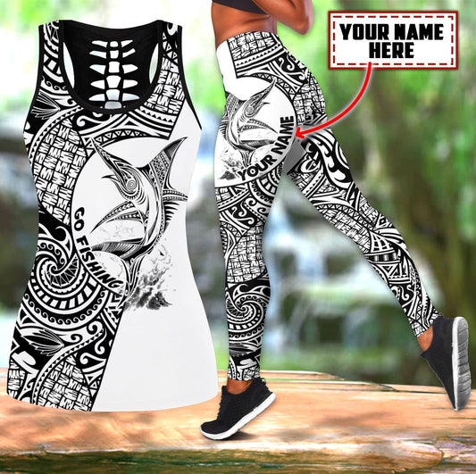 Amazing Polynesian Marlins Fish Personalized Deluxe Legging Tank Top ML