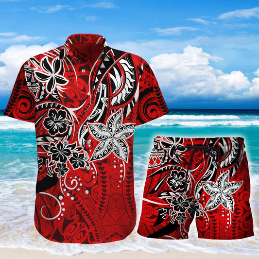 Amazing Polynesian Tattoo Hawaii Shirt Combo With Short