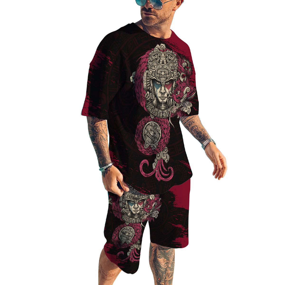 Aztec 3D All Over Printed Combo T-Shirt BoardShorts