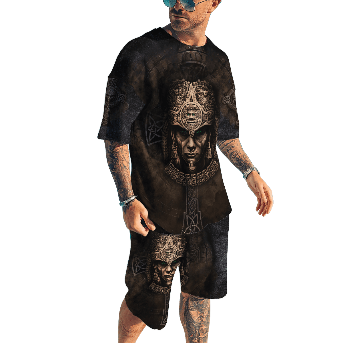 Aztec Mexican Combo T-shirt and Short 3D All Over Printed NH30092105