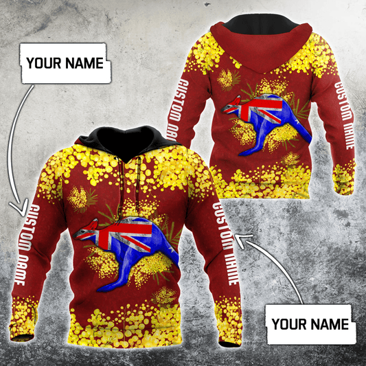 Tmarc Tee Custom name Australia Kangaroo Golden Wattle shirts