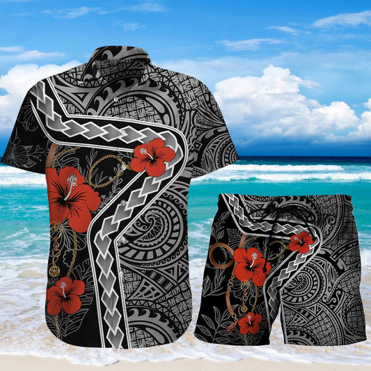 Amazing Polynesian Tattoo Hawaii Shirt Combo With Short