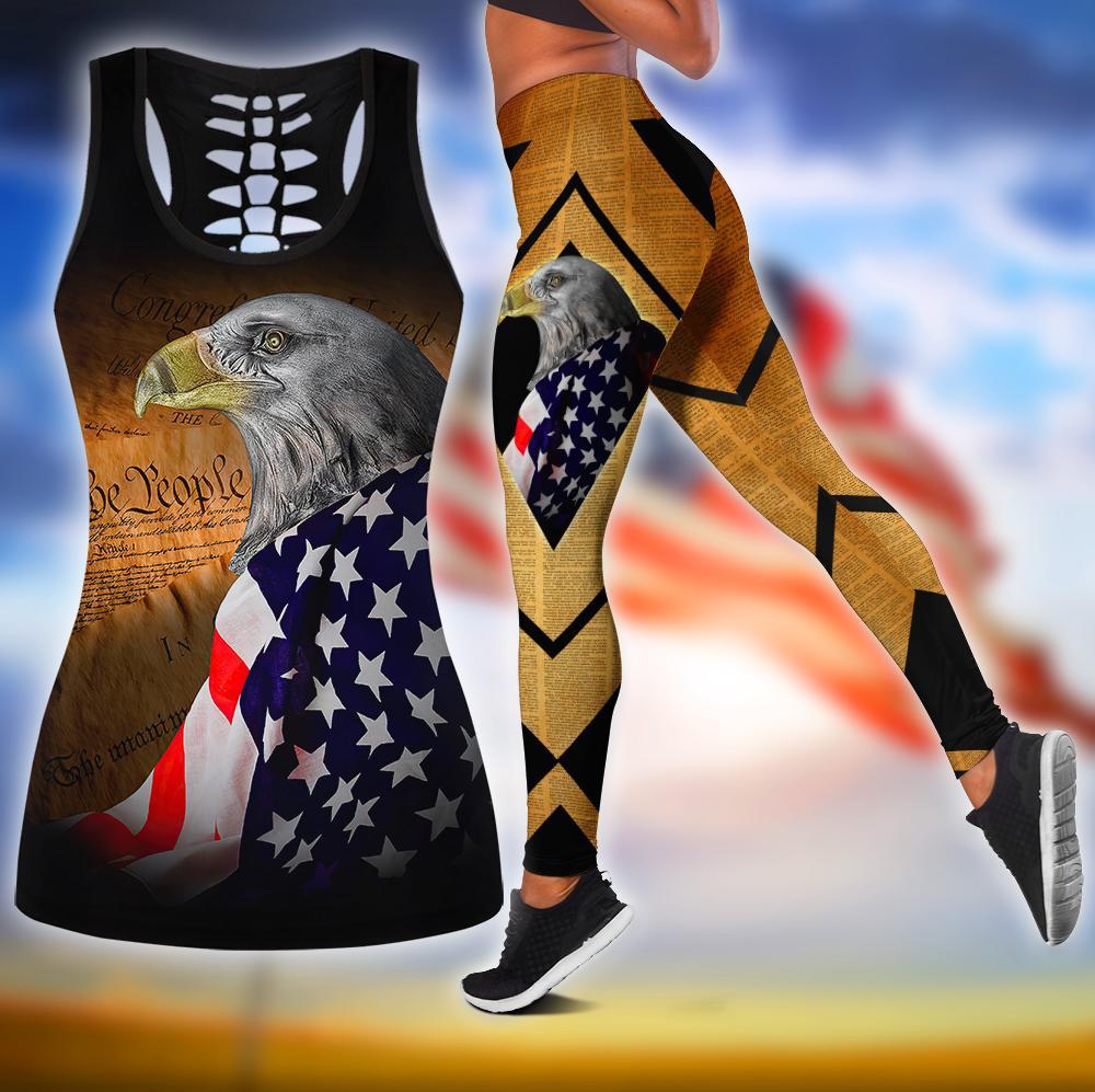 American 3D All Over Printed Legging + Hollow Tank