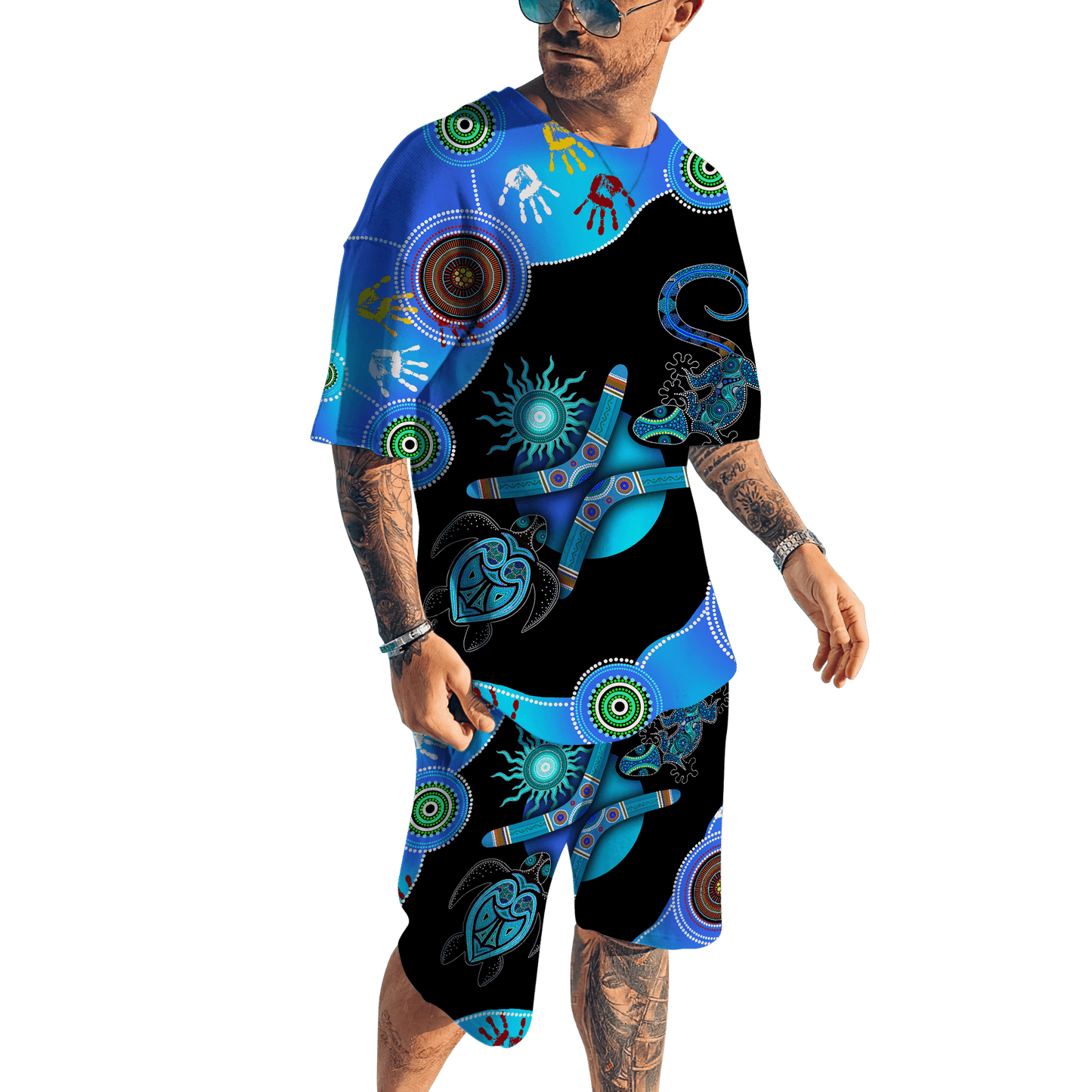 Aboriginal Naidoc Week 2021 Blue Combo T-Shirt Short