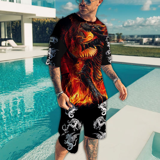 Tmarc Tee Dungeons and Dragons Tattoo 3D All Over Printed Combo T-Shirt + Boardshorts