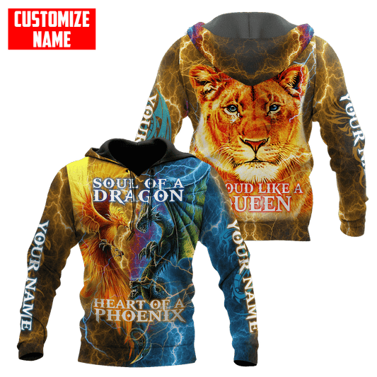 The Power Of Three Souls Dragon Phoenix Lion 3D All Over Printed Unisex Shirts