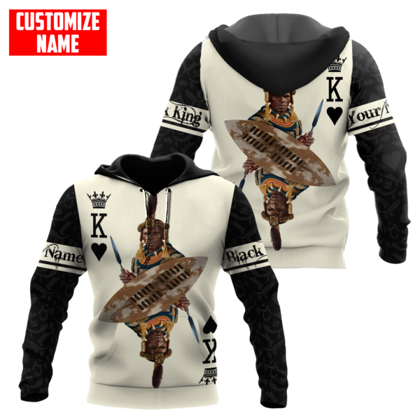 African Culture Black King Zulu Unisex Hoodie ML Personalize Name