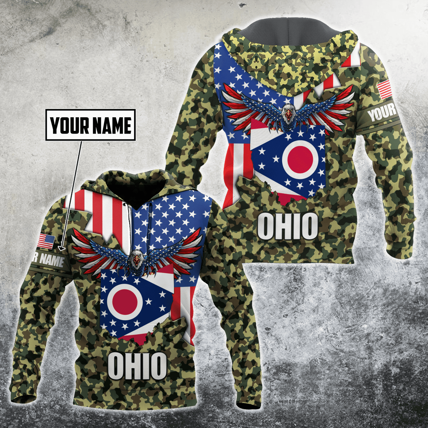 American Ohio Personalize 3D Over Printed Unisex Deluxe Hoodie ML