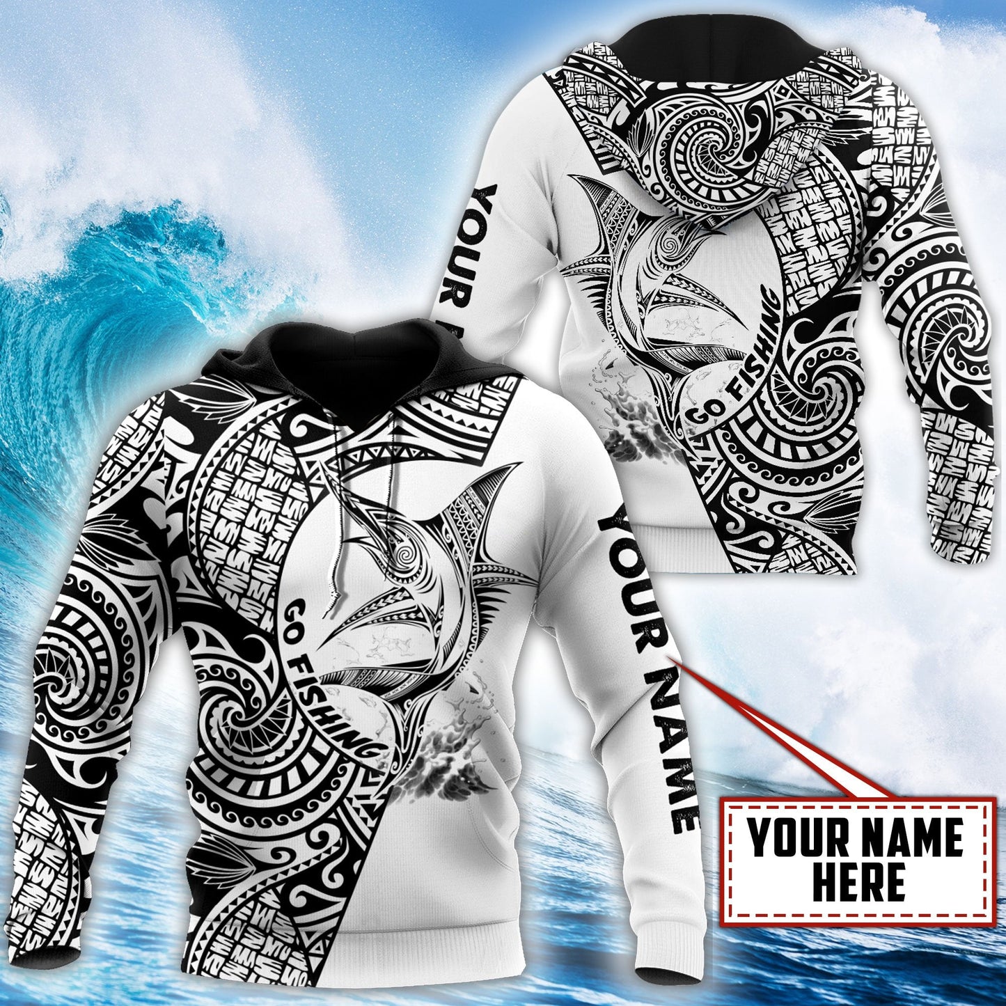 Amazing Polynesian Go Fishing Marline Fish Personalized Unisex Deluxe Hoodie ML