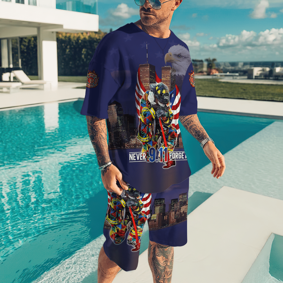 Firefigher Combo T-Shirt And Board Short