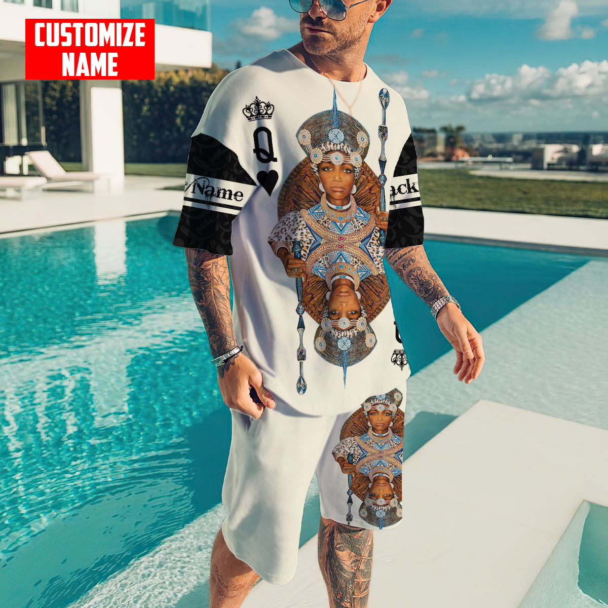 African Culture Personalize Name Black Queen Zulu Combo Tshirt And Boardshort ML