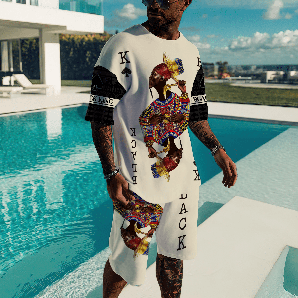 African Culture Black King Combo Tshirt And Boardshort ML