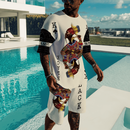 African Culture Black King Combo Tshirt And Boardshort ML