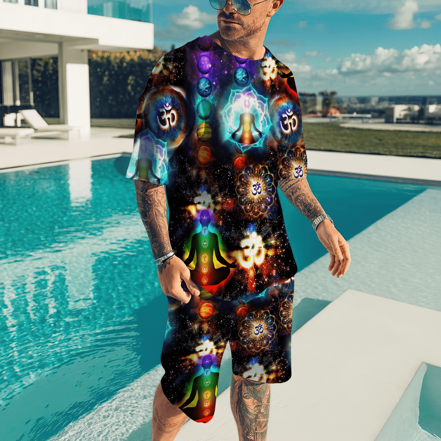 Yoga Menditation  Combo T-shirt and Short 3D All Over Printed