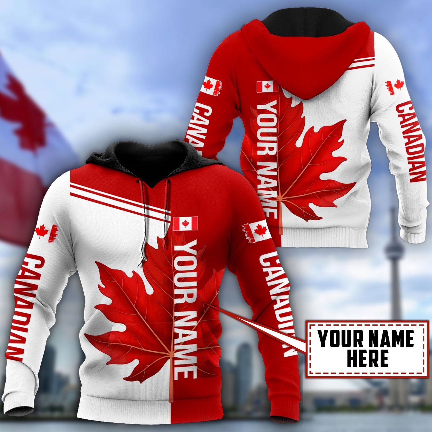 Canada Day No24 Personalized Maple Leaf Pullover Premium Unisex Hoodie