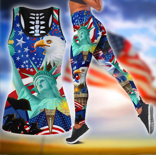 American 3D All Over Printed Legging + Hollow Tank AM24052103